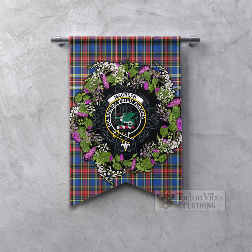 MacBeth (McBeth) Scottish Tartan White Heather With Thistle Gonfalon Beir Buaidh! Fishtail - Tartan Vibes Clothing