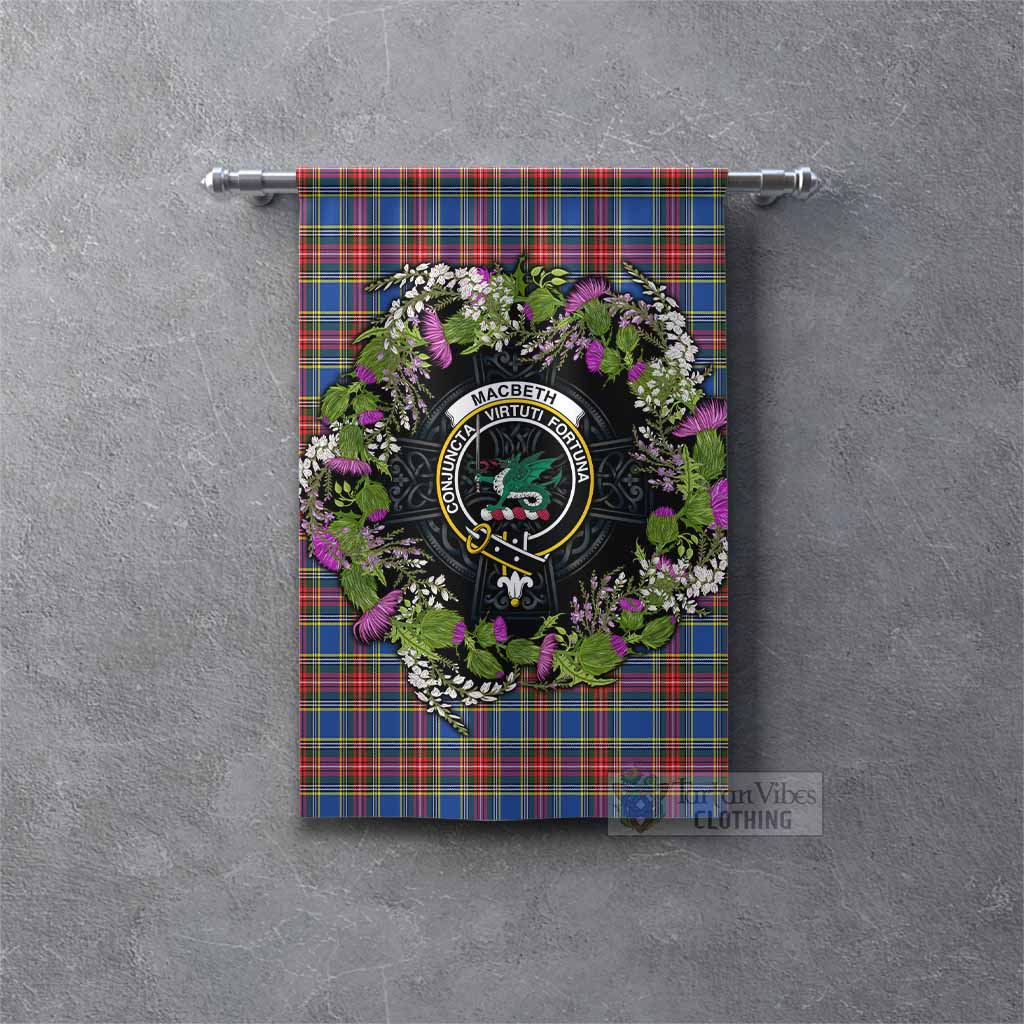 MacBeth (McBeth) Scottish Tartan White Heather With Thistle Gonfalon Beir Buaidh! Rectangle - Tartan Vibes Clothing