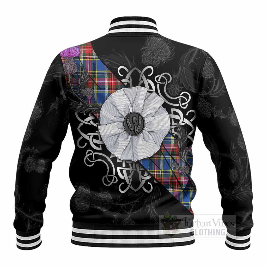 MacBeth (McBeth) Tartan Baseball Jacket Jacobite White Rose - Tartan Vibes Clothing