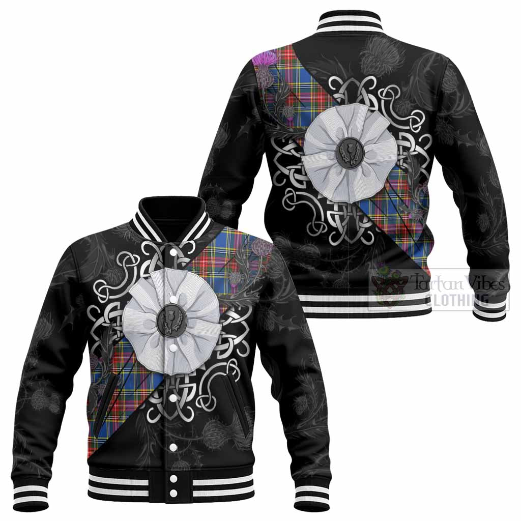 MacBeth (McBeth) Tartan Baseball Jacket Jacobite White Rose - Tartan Vibes Clothing