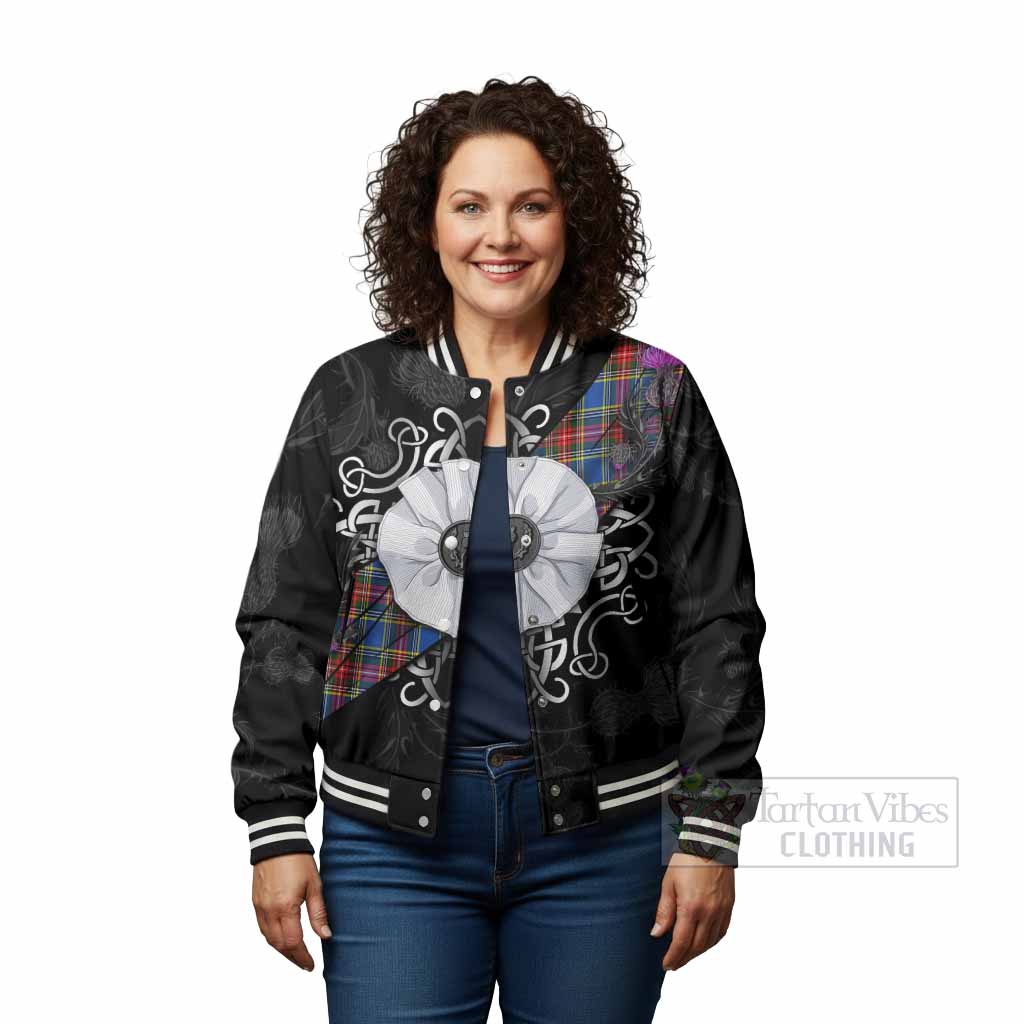 MacBeth (McBeth) Tartan Baseball Jacket Jacobite White Rose - Tartan Vibes Clothing