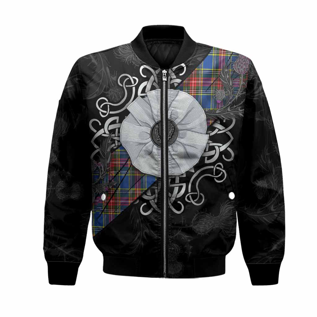 MacBeth (McBeth) Tartan Bomber Jacket Jacobite White Rose Unisex Black - Tartan Vibes Clothing