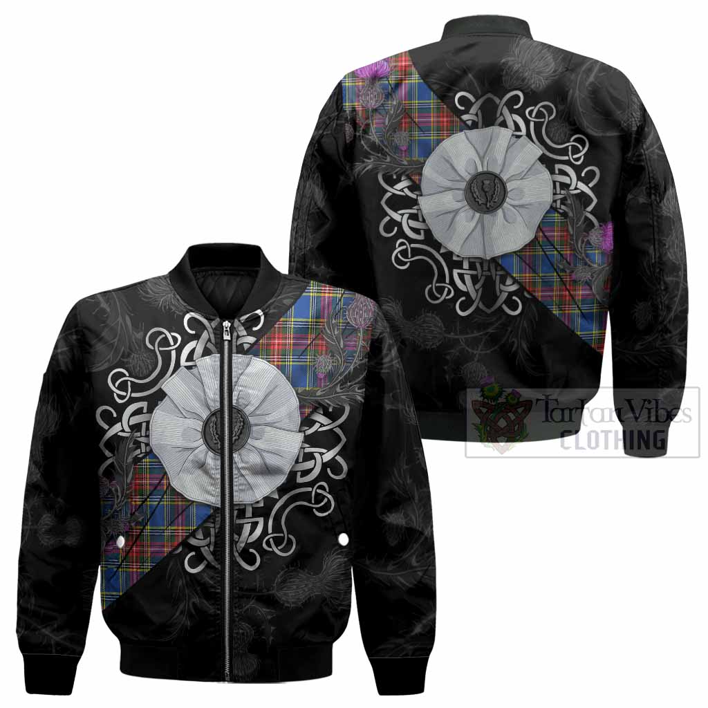 MacBeth (McBeth) Tartan Bomber Jacket Jacobite White Rose - Tartan Vibes Clothing