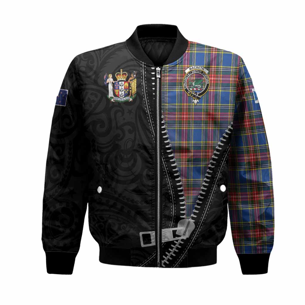 MacBeth (McBeth) Tartan Bomber Jacket New Zealand Pattern Unique Zipper Stylized Unisex Black - Tartan Vibes Clothing