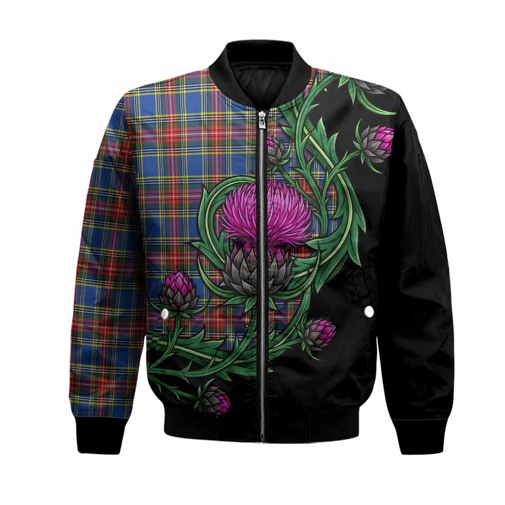 MacBeth (McBeth) Tartan Bomber Jacket Resilient Scottish Thistle Unisex Black - Tartan Vibes Clothing
