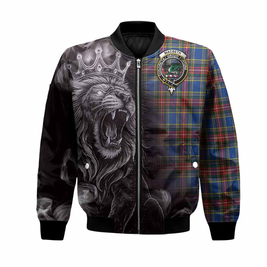 MacBeth (McBeth) Tartan Bomber Jacket Roaring Lion Heritage Unisex Black - Tartan Vibes Clothing