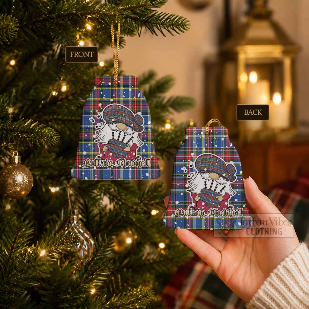 MacBeth (McBeth) Tartan Ceramic Bell Ornament Gnome Bagpiper - Chistmas Tree Decor - Tartan Vibes Clothing