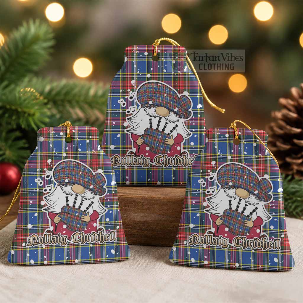 MacBeth (McBeth) Tartan Ceramic Bell Ornament Gnome Bagpiper - Chistmas Tree Decor Pack of 3 - Tartan Vibes Clothing