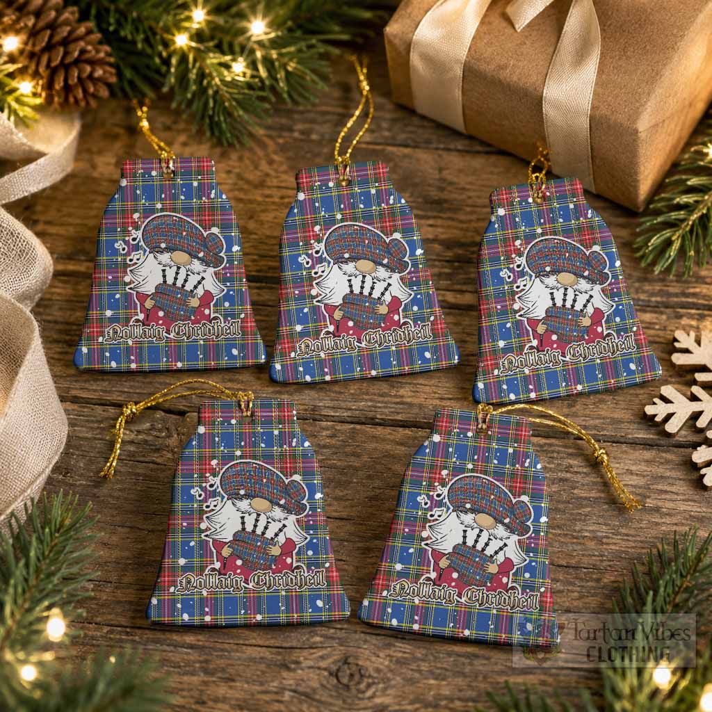 MacBeth (McBeth) Tartan Ceramic Bell Ornament Gnome Bagpiper - Chistmas Tree Decor Pack of 5 - Tartan Vibes Clothing
