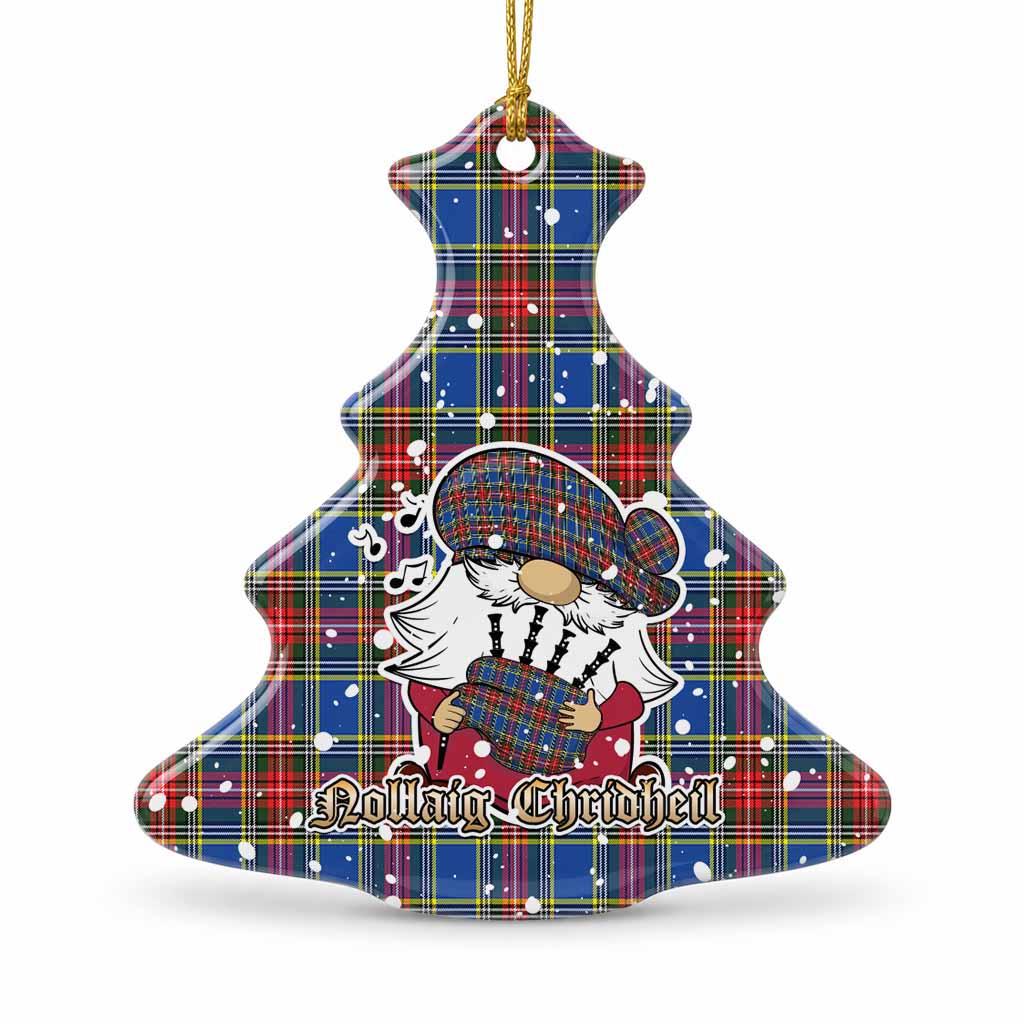 MacBeth (McBeth) Tartan Ceramic Christmas Tree Ornament Gnome Bagpiper - Chistmas Tree Decor 1 Piece - Tartan Vibes Clothing