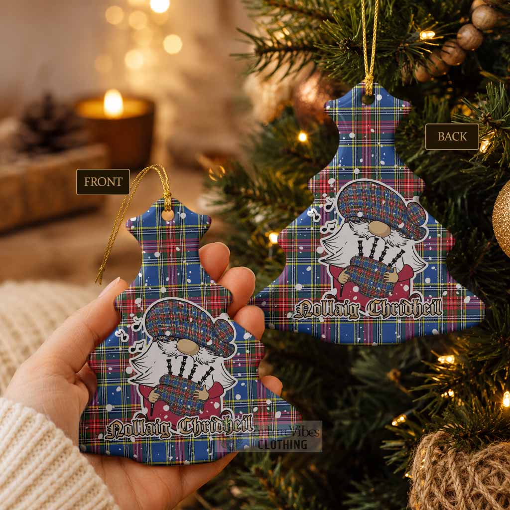 MacBeth (McBeth) Tartan Ceramic Christmas Tree Ornament Gnome Bagpiper - Chistmas Tree Decor - Tartan Vibes Clothing