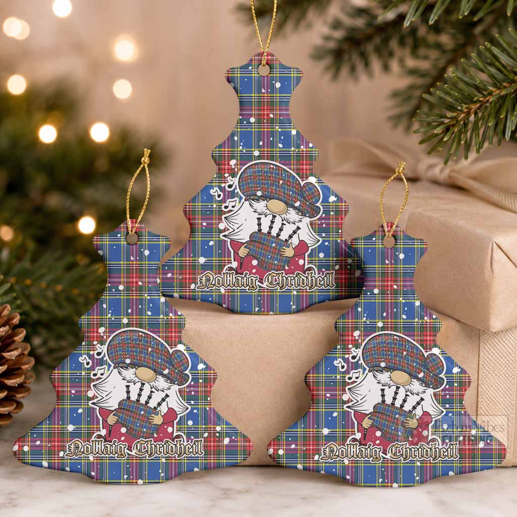 MacBeth (McBeth) Tartan Ceramic Christmas Tree Ornament Gnome Bagpiper - Chistmas Tree Decor Pack of 3 - Tartan Vibes Clothing