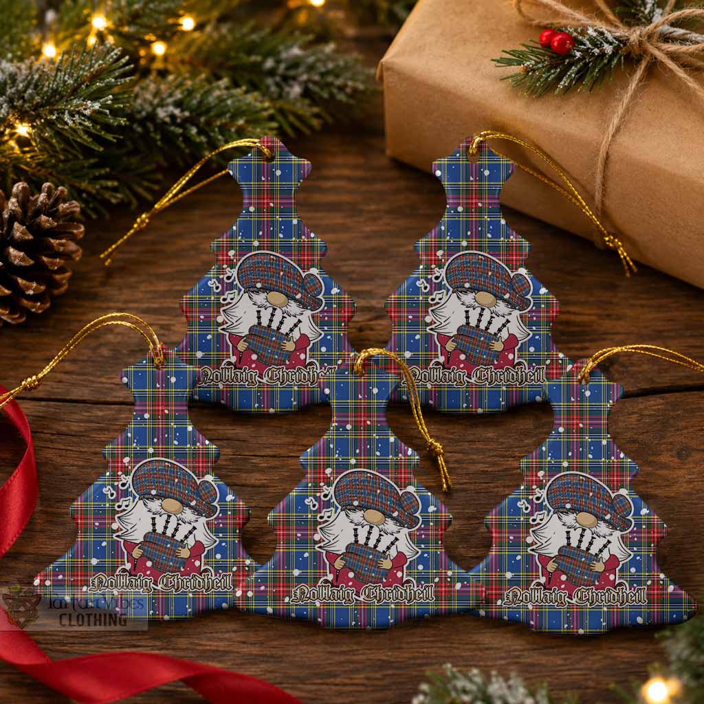 MacBeth (McBeth) Tartan Ceramic Christmas Tree Ornament Gnome Bagpiper - Chistmas Tree Decor Pack of 5 - Tartan Vibes Clothing