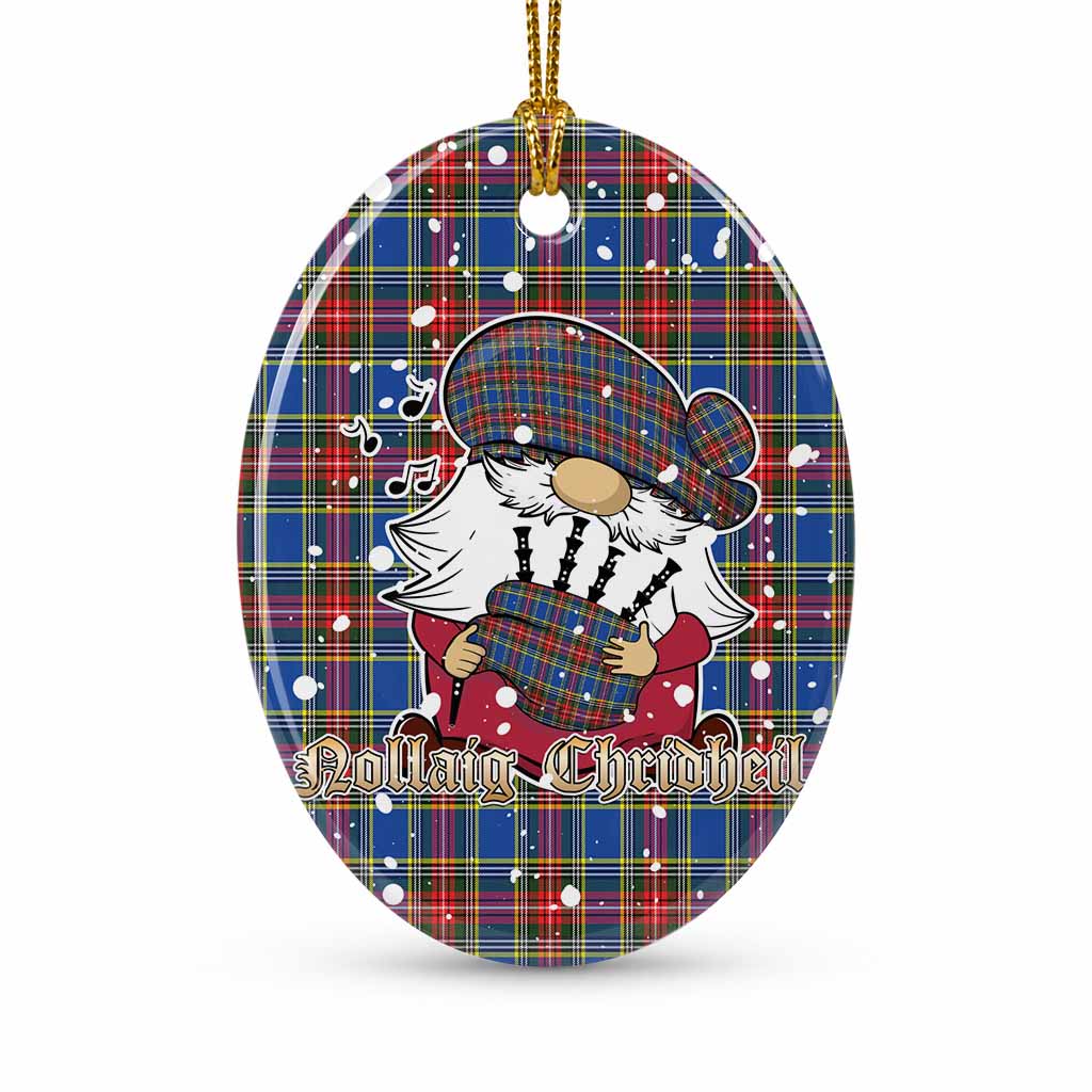 MacBeth (McBeth) Tartan Ceramic Oval Ornament Gnome Bagpiper - Chistmas Tree Decor 1 Piece - Tartan Vibes Clothing