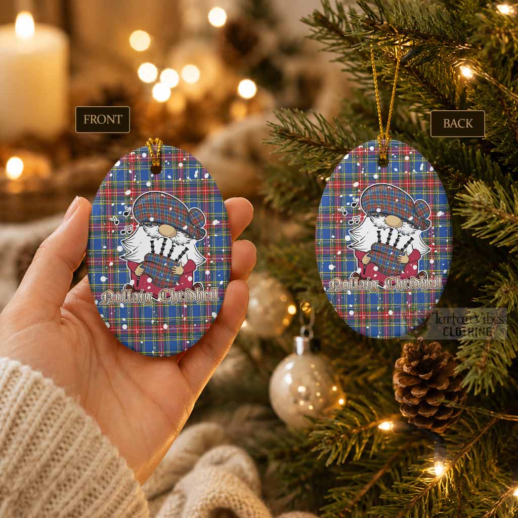 MacBeth (McBeth) Tartan Ceramic Oval Ornament Gnome Bagpiper - Chistmas Tree Decor - Tartan Vibes Clothing