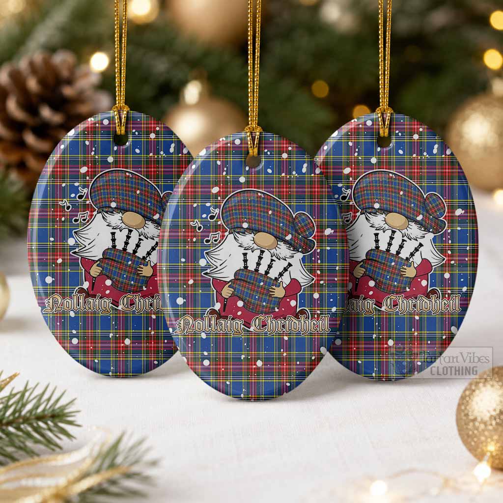 MacBeth (McBeth) Tartan Ceramic Oval Ornament Gnome Bagpiper - Chistmas Tree Decor Pack of 3 - Tartan Vibes Clothing