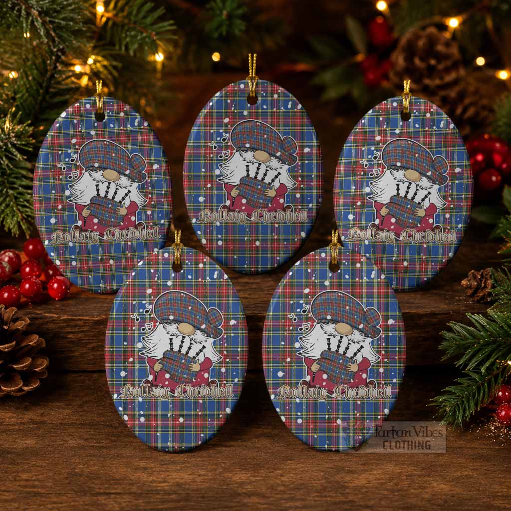 MacBeth (McBeth) Tartan Ceramic Oval Ornament Gnome Bagpiper - Chistmas Tree Decor Pack of 5 - Tartan Vibes Clothing