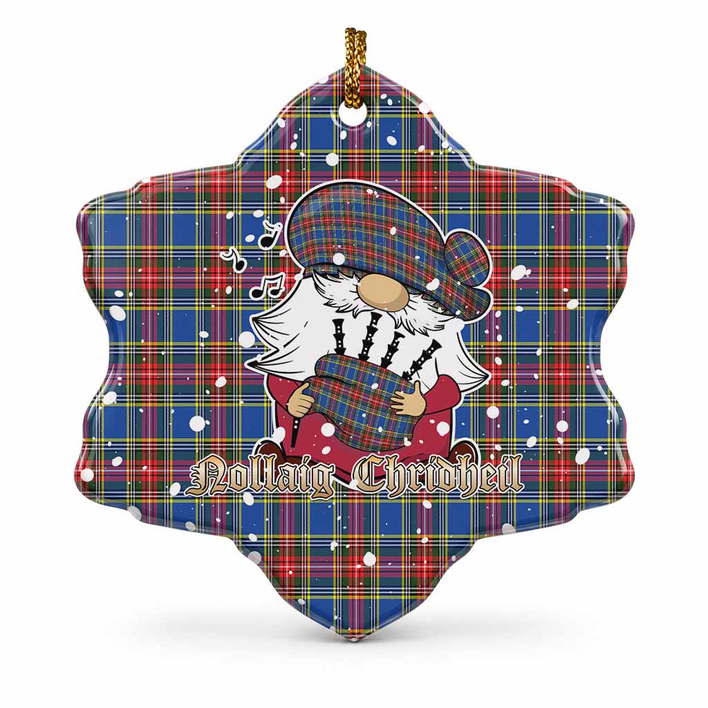 MacBeth (McBeth) Tartan Ceramic Snow Flake Ornament Gnome Bagpiper - Chistmas Tree Decor 1 Piece - Tartan Vibes Clothing