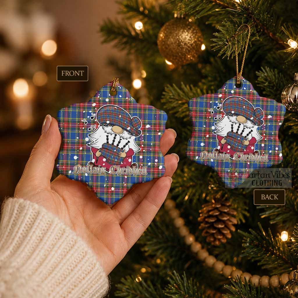 MacBeth (McBeth) Tartan Ceramic Snow Flake Ornament Gnome Bagpiper - Chistmas Tree Decor - Tartan Vibes Clothing