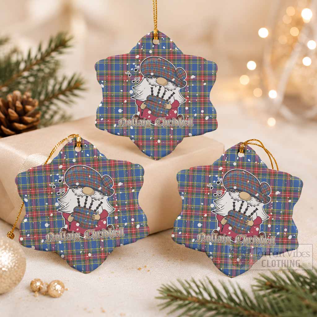 MacBeth (McBeth) Tartan Ceramic Snow Flake Ornament Gnome Bagpiper - Chistmas Tree Decor Pack of 3 - Tartan Vibes Clothing