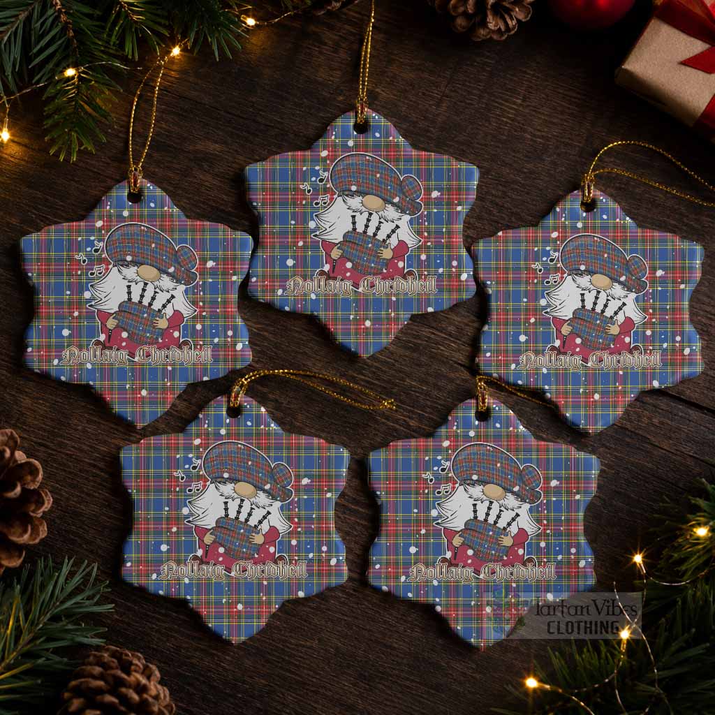 MacBeth (McBeth) Tartan Ceramic Snow Flake Ornament Gnome Bagpiper - Chistmas Tree Decor Pack of 5 - Tartan Vibes Clothing