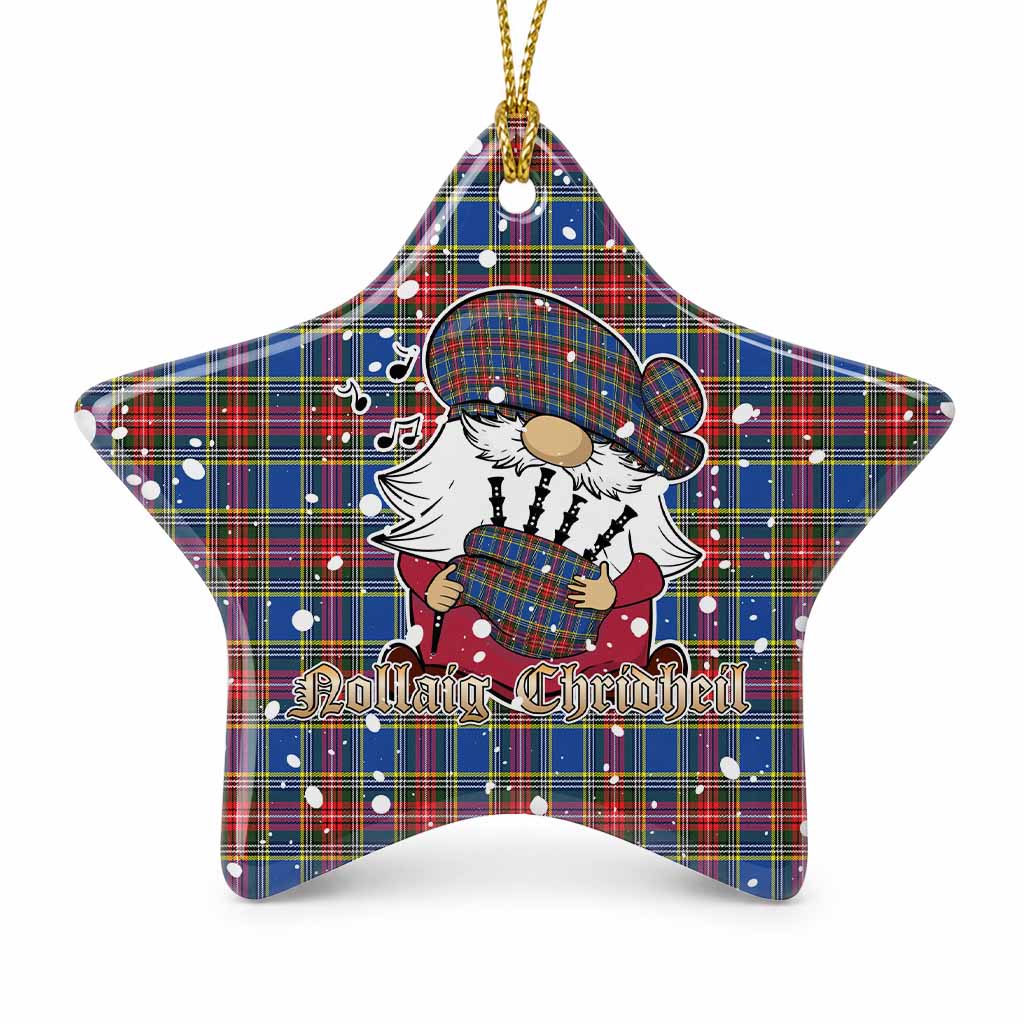 MacBeth (McBeth) Tartan Ceramic Star Ornament Gnome Bagpiper - Chistmas Tree Decor