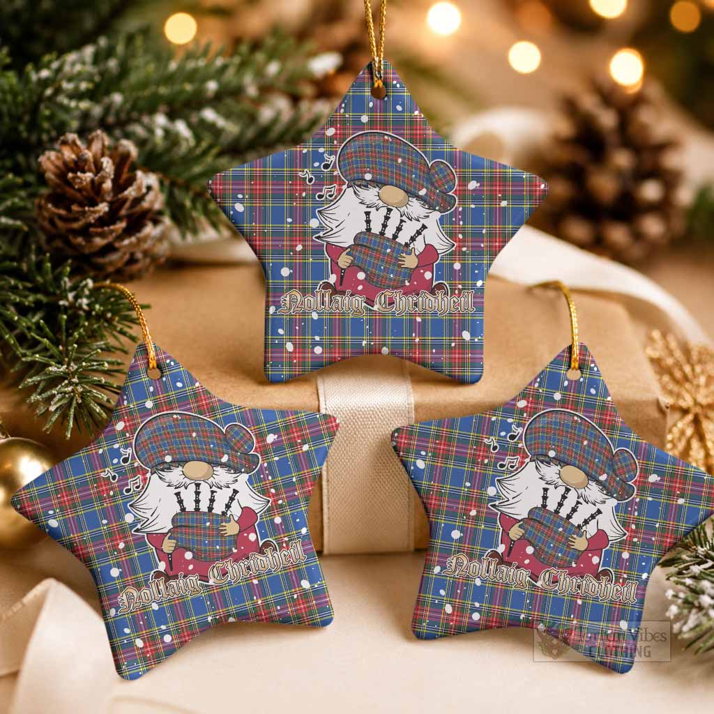 MacBeth (McBeth) Tartan Ceramic Star Ornament Gnome Bagpiper - Chistmas Tree Decor