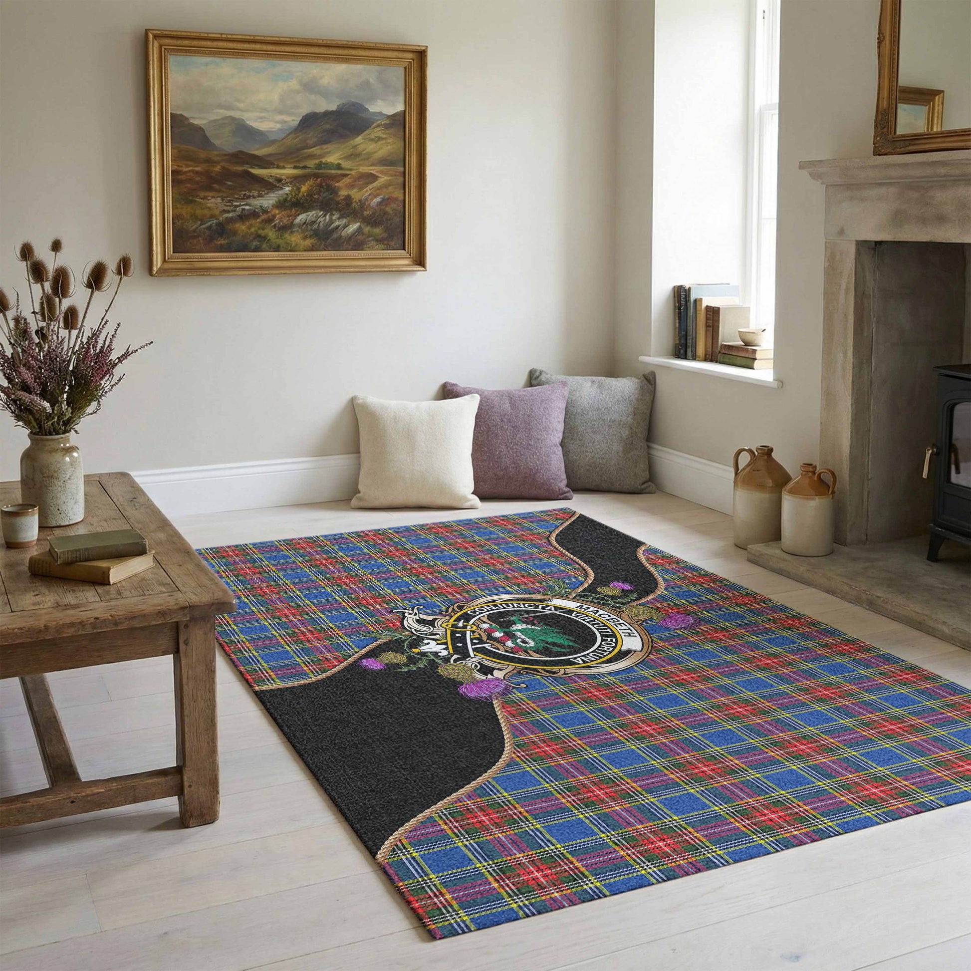 MacBeth (McBeth) Tartan Crest Area Rug Scottish Thistle Spirit M 48*72 inch (122*183 cm) - Tartan Vibes Clothing