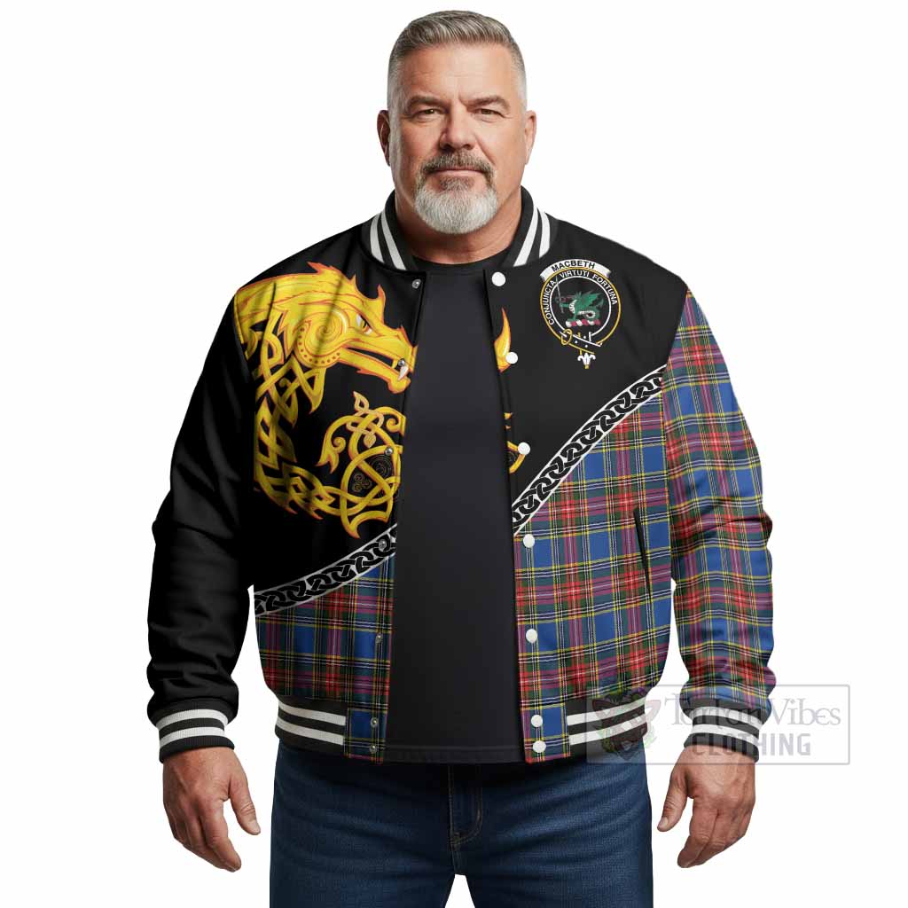 MacBeth (McBeth) Tartan Crest Baseball Jacket Legendary Dragon Knot Half Style - Tartan Vibes Clothing