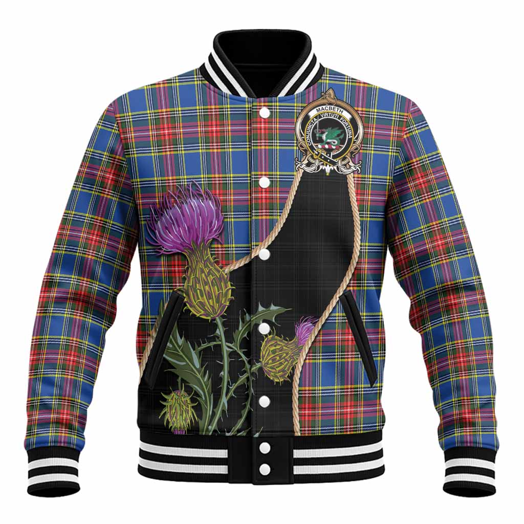MacBeth (McBeth) Tartan Crest Baseball Jacket Scottish Thistle Spirit Unisex - Tartan Vibes Clothing