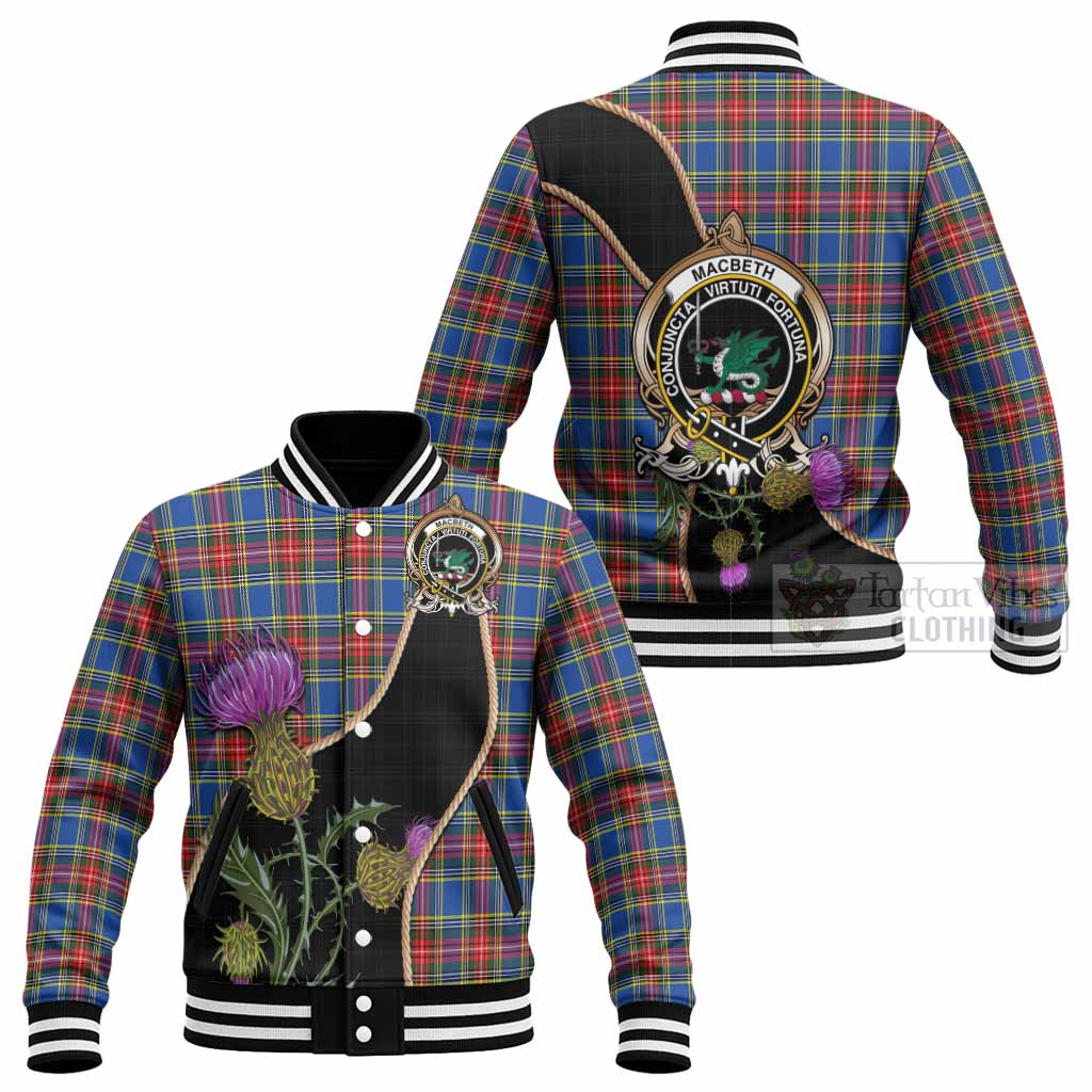MacBeth (McBeth) Tartan Crest Baseball Jacket Scottish Thistle Spirit - Tartan Vibes Clothing