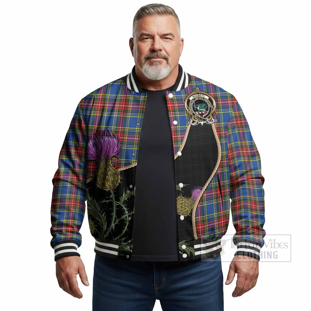 MacBeth (McBeth) Tartan Crest Baseball Jacket Scottish Thistle Spirit - Tartan Vibes Clothing