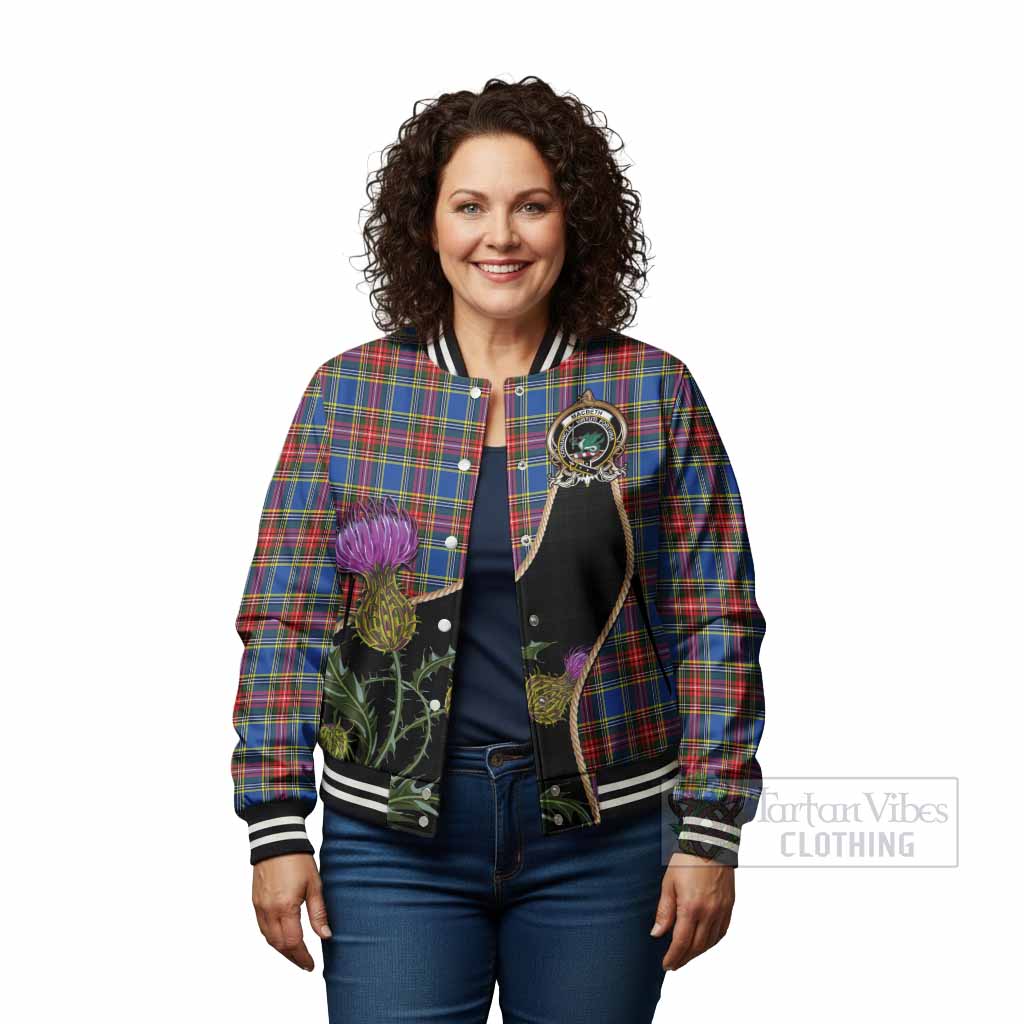 MacBeth (McBeth) Tartan Crest Baseball Jacket Scottish Thistle Spirit - Tartan Vibes Clothing