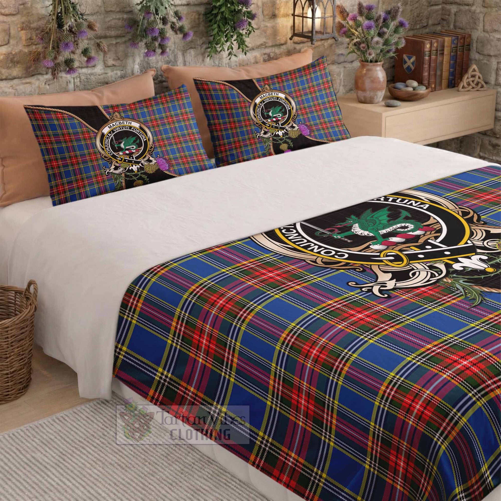 MacBeth (McBeth) Tartan Crest Bedding Set Scottish Thistle Spirit - Tartan Vibes Clothing