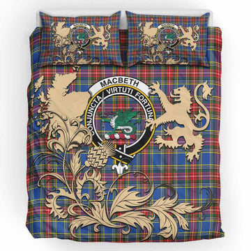 MacBeth (McBeth) Tartan Crest Bedding Set with Scottish Iconic Symbols 