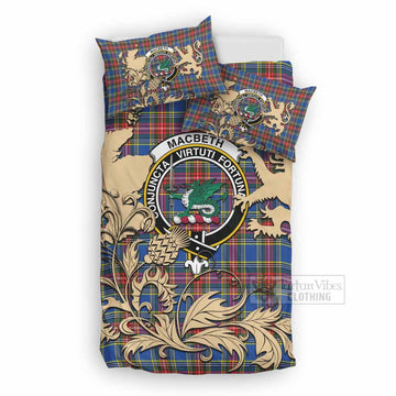 MacBeth (McBeth) Tartan Crest Bedding Set with Scottish Iconic Symbols 