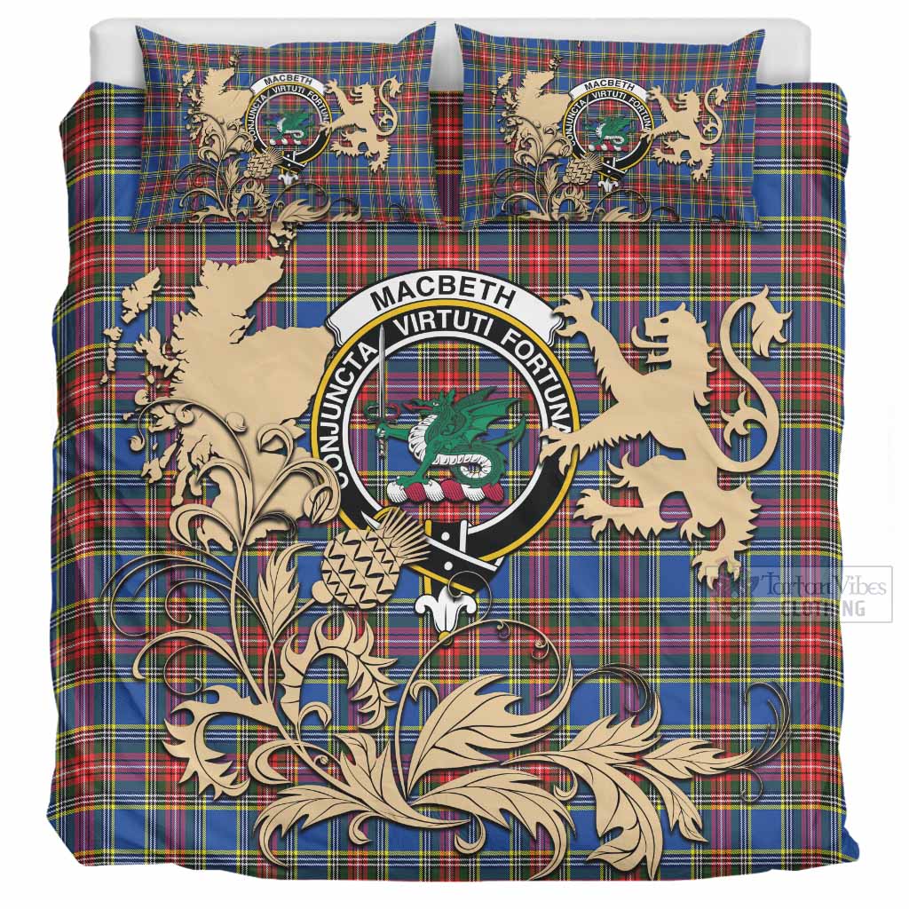 MacBeth (McBeth) Tartan Crest Bedding Set with Scottish Iconic Symbols UK Bedding Set UK Super King 104*94 inch - Tartan Vibes Clothing
