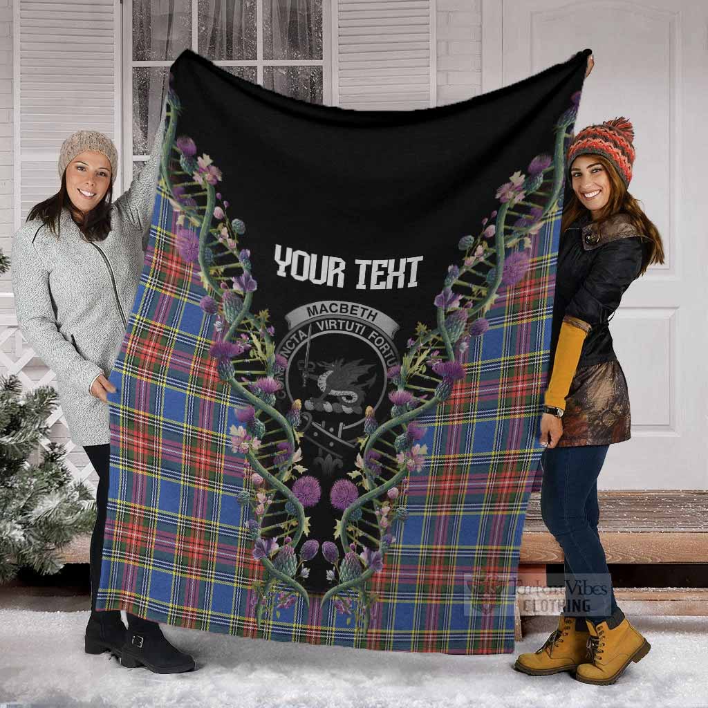 MacBeth (McBeth) Tartan Crest Blanket Scottish Heritage Thistle DNA