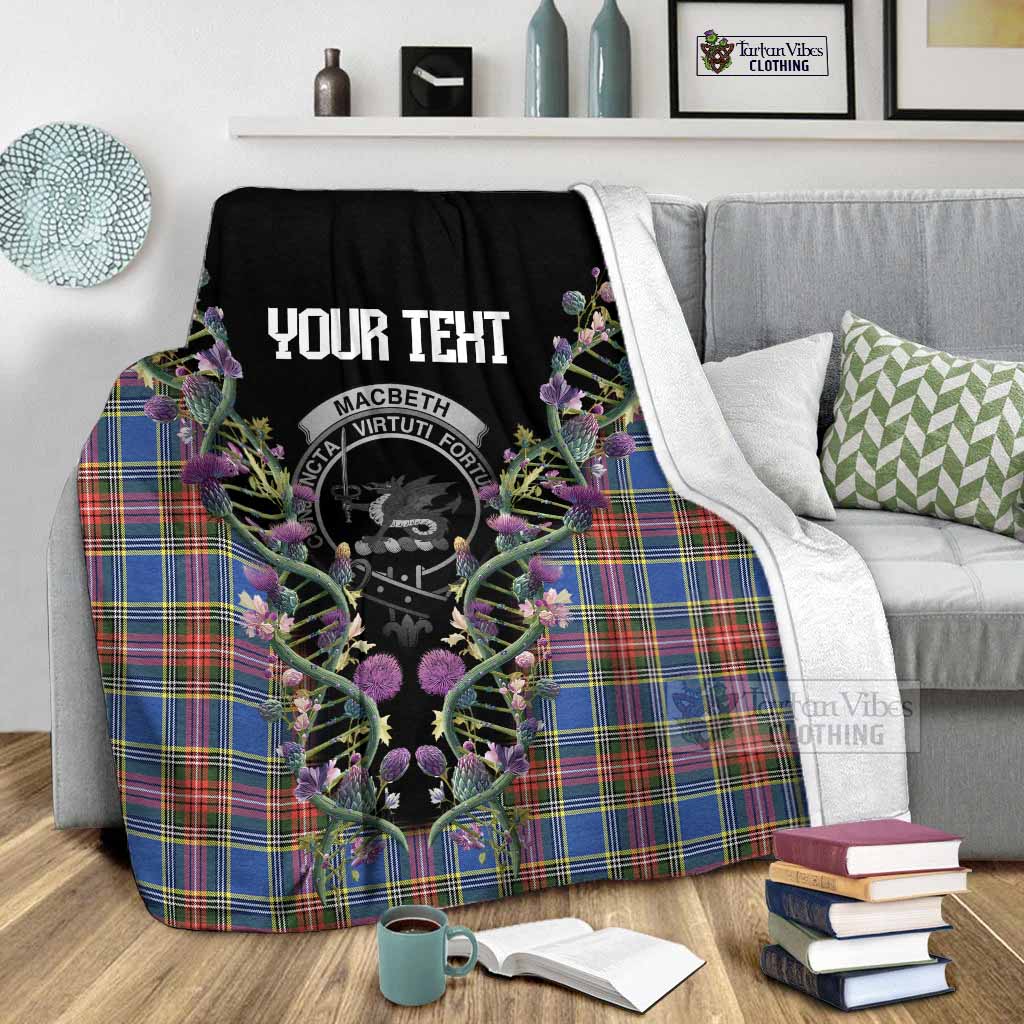 MacBeth (McBeth) Tartan Crest Blanket Scottish Heritage Thistle DNA