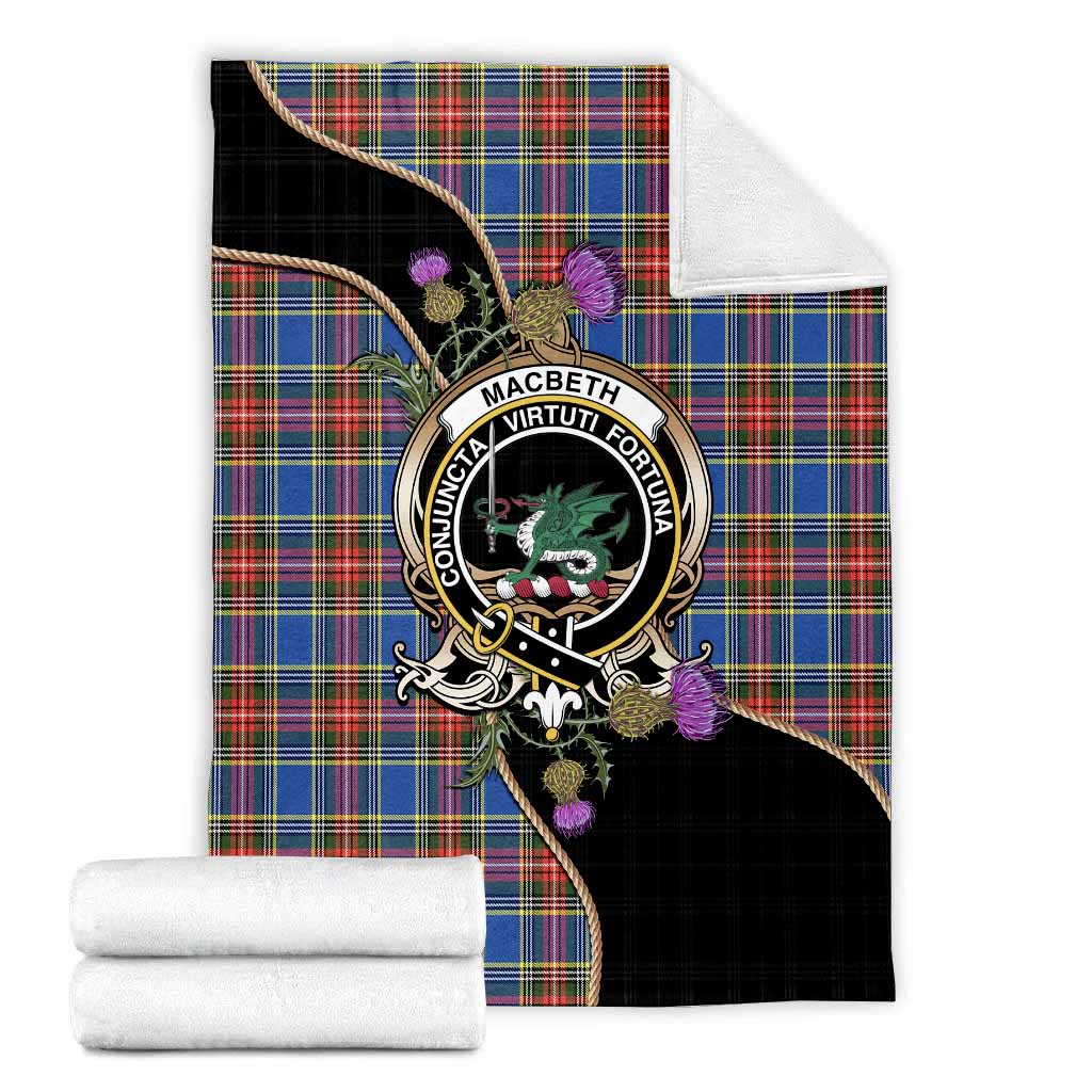 MacBeth (McBeth) Tartan Crest Blanket Scottish Thistle Spirit X-Large 59 x 79 inches 150 x 200 cm - Tartan Vibes Clothing