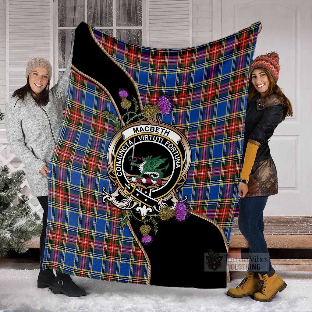 MacBeth (McBeth) Tartan Crest Blanket Scottish Thistle Spirit - Tartan Vibes Clothing