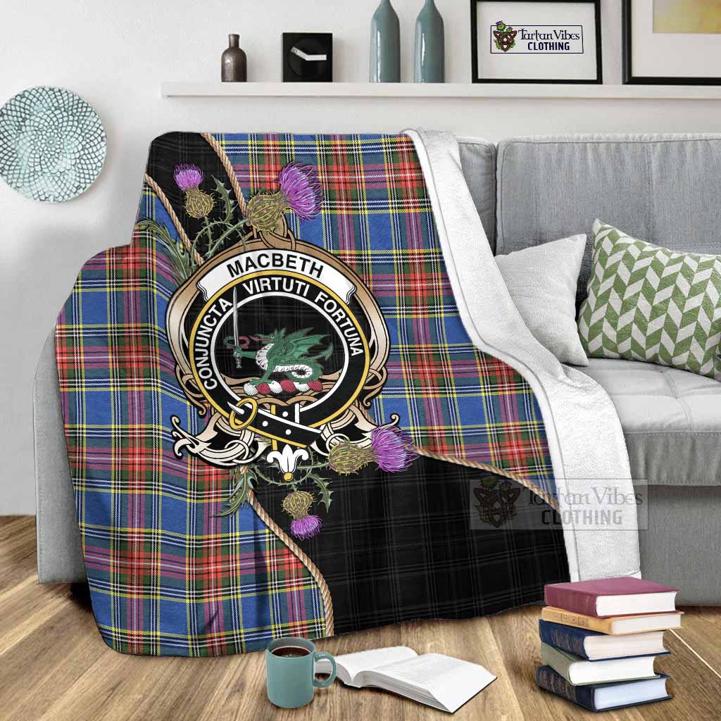 MacBeth (McBeth) Tartan Crest Blanket Scottish Thistle Spirit - Tartan Vibes Clothing