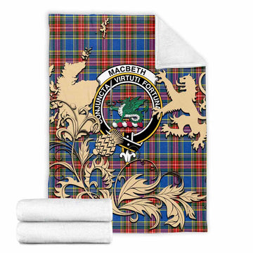 MacBeth (McBeth) Tartan Crest Blanket with Scottish Iconic Symbols X-Large 59 x 79 inches 150 x 200 cm - Tartan Vibes Clothing