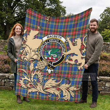 MacBeth (McBeth) Tartan Crest Blanket with Scottish Iconic Symbols - Tartan Vibes Clothing