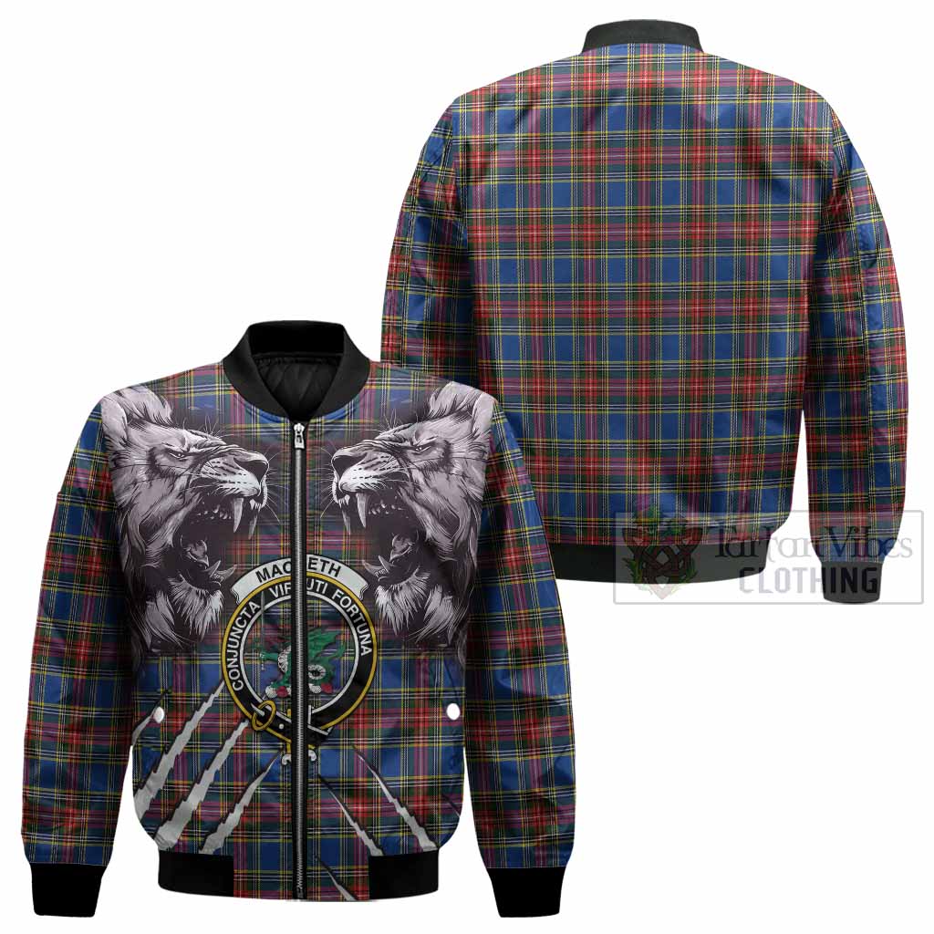 MacBeth (McBeth) Tartan Crest Bomber Jacket Ferocious Lion Style - Tartan Vibes Clothing