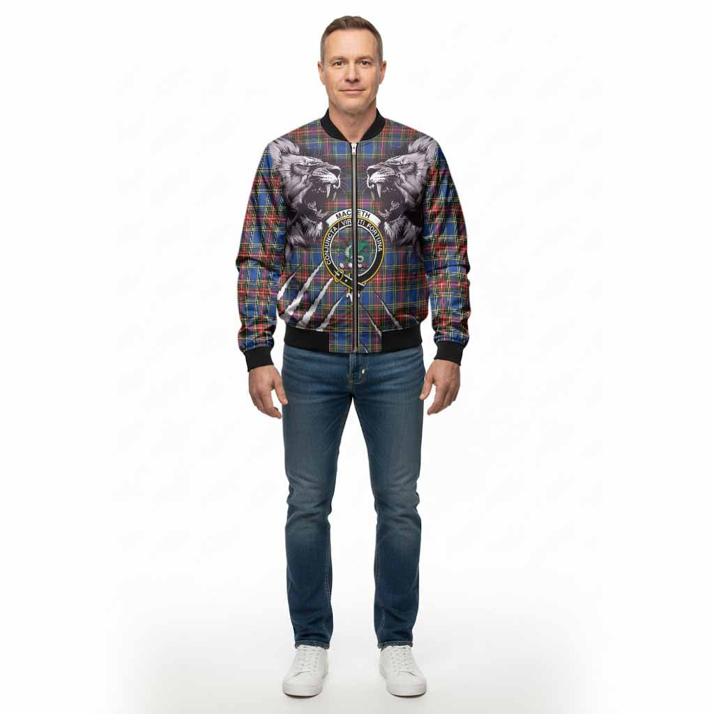 MacBeth (McBeth) Tartan Crest Bomber Jacket Ferocious Lion Style - Tartan Vibes Clothing