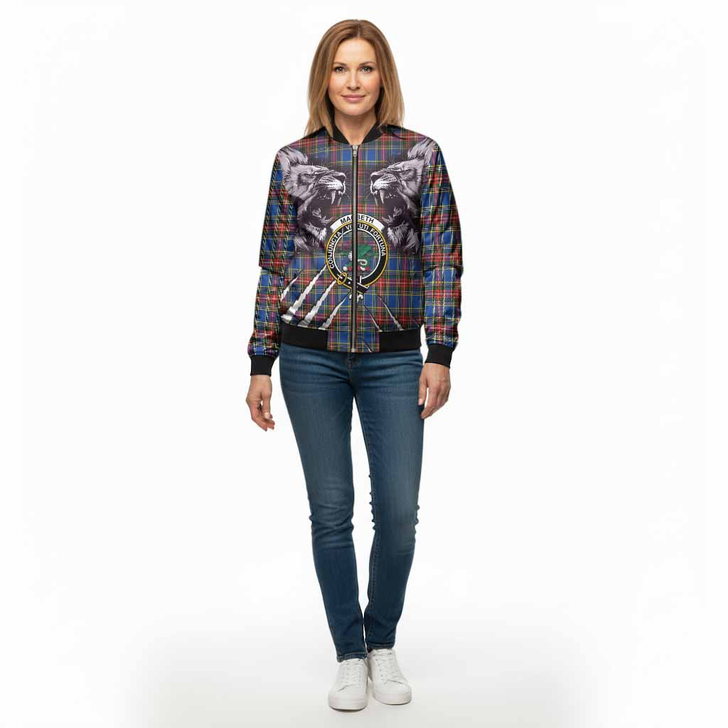 MacBeth (McBeth) Tartan Crest Bomber Jacket Ferocious Lion Style - Tartan Vibes Clothing