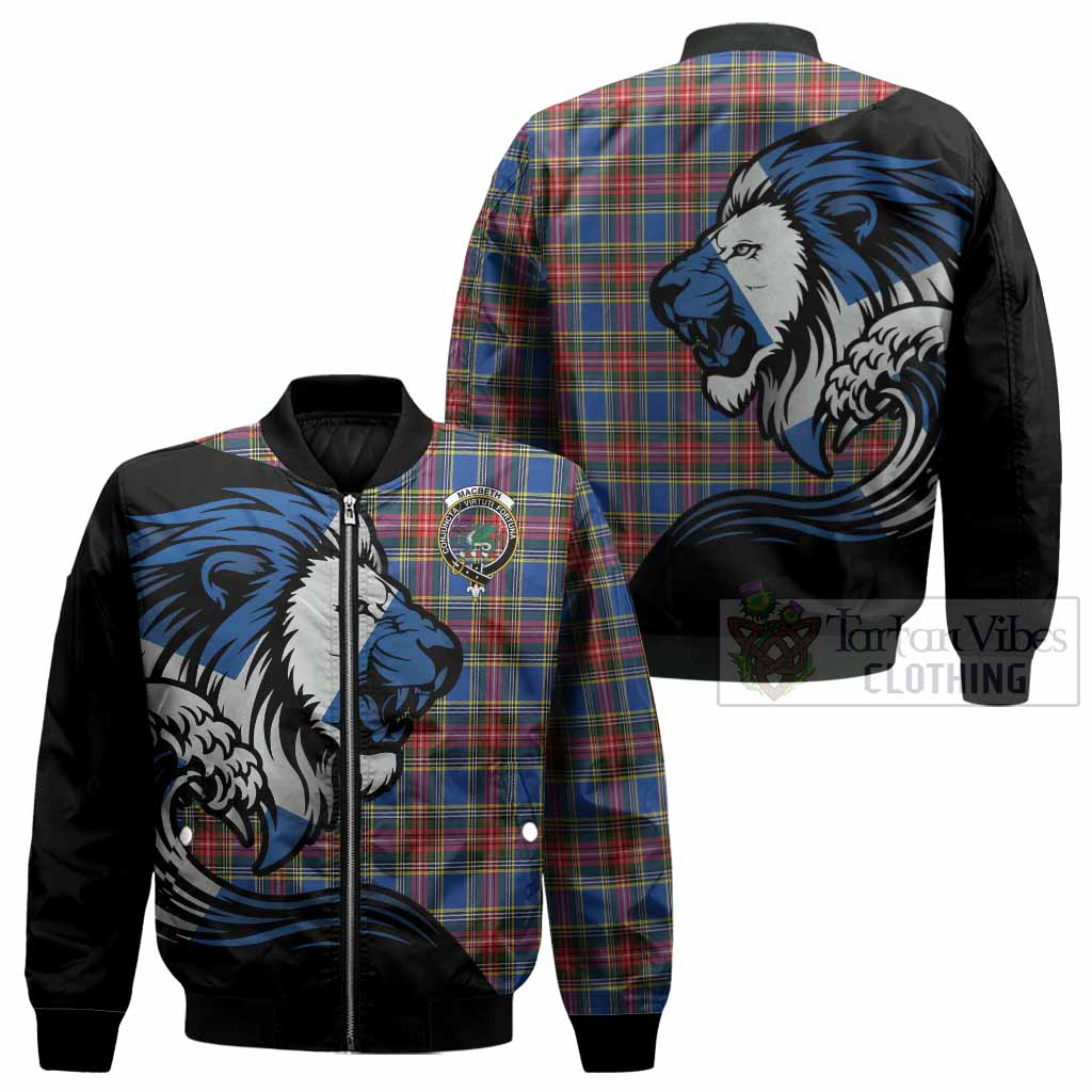 MacBeth (McBeth) Tartan Crest Bomber Jacket Scottish Golden Lions Wave Flow - Tartan Vibes Clothing