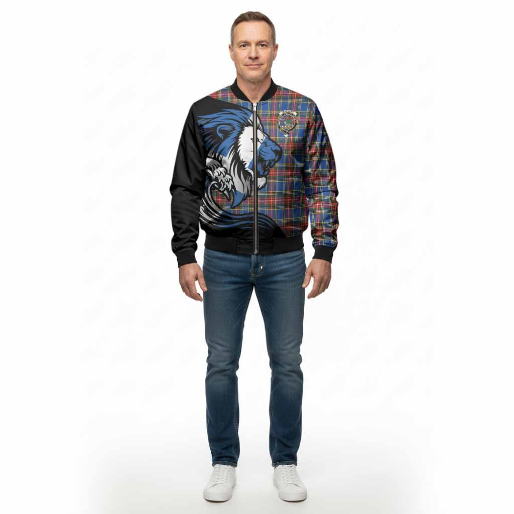 MacBeth (McBeth) Tartan Crest Bomber Jacket Scottish Golden Lions Wave Flow - Tartan Vibes Clothing