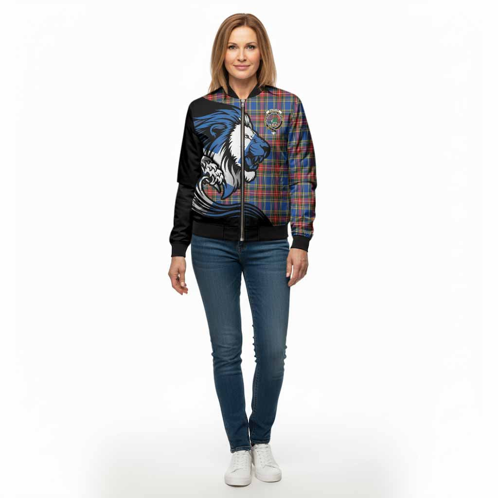 MacBeth (McBeth) Tartan Crest Bomber Jacket Scottish Golden Lions Wave Flow - Tartan Vibes Clothing